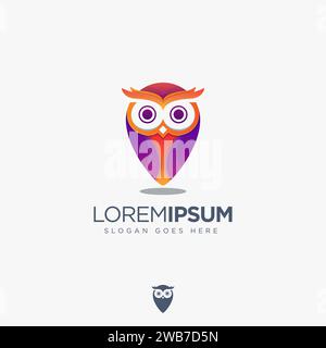 Modern geometric Owl Pin Logo icon vector template on white background Stock Vector