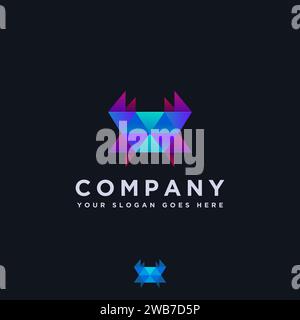 Modern geometric crab logo icon Stock Vector