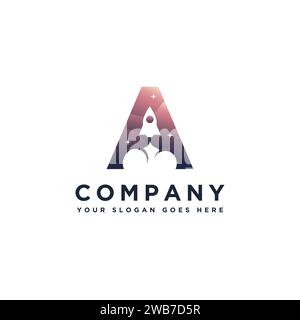A initial letter rocket logo, creative monogram logo with negative space style Stock Vector