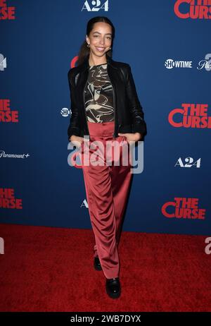 Beverly Hills, USA. 08th Jan, 2024. Hayley Law arriving to A24 and Showtime's ‘The Curse' Los Angeles season finale premiere held at the Fine Arts Theatre in Beverly Hills, CA. on January 8, 2024 © Majil/ Credit: AFF/Alamy Live News Stock Photo