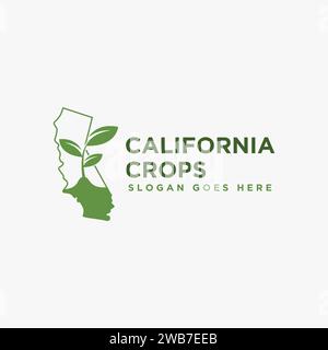 California map and crops, agriculture logo icon Stock Vector