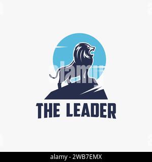 The Lion on peak logo, leader on the top logo icon Stock Vector