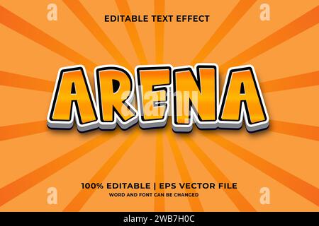 Arena, Editable text Effect with 3d vector design Stock Vector