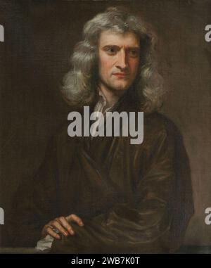 Portrait of Sir Isaac Newton, 1689 (brightened Stock Photo