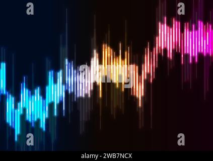 Abstract neon colorful growing financial graph chart background. Vector lines tech design Stock Vector