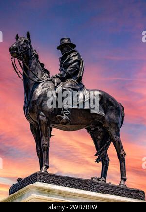 Vertical photo of the monument to the 18th US President Ulysses S. Grant, which is located in the vicinity of the Capitol in Washington DC, USA. Stock Photo