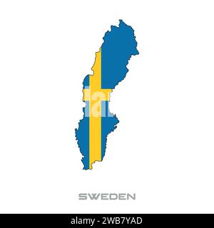 Vector illustration of the flag of Sweden with black contours on a white background Stock Vector
