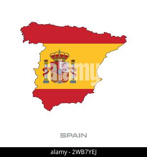 Vector illustration of the flag of Spain with black contours on a white background Stock Vector