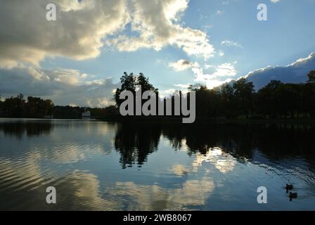 St. Petersburg, Russia - August 27, 2015 - Autumn images in St. Petersburg, Russia, the lake surface is beautiful and reflects the clouds and sky Tuan Stock Photo