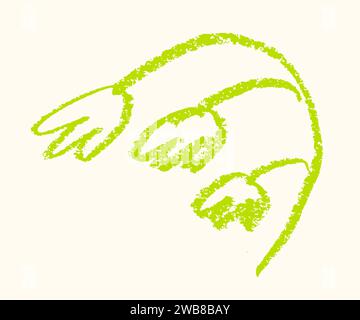 Flower chalk style wax crayons Hand drawn Children drawing Stock Vector