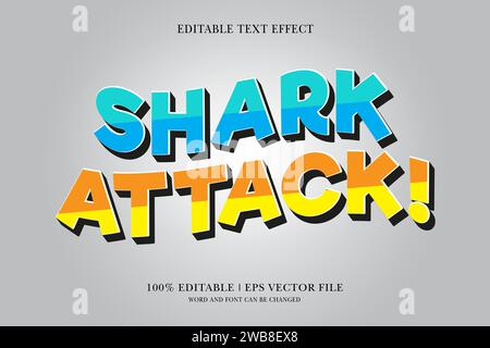 Shark attack editable 3d text effect for vector illustration Stock Vector