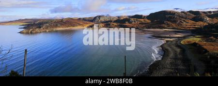 Autumn view over Loch Ewe, Poolewe village, Wester Ross, North West Highlands of Scotland, UK Stock Photo