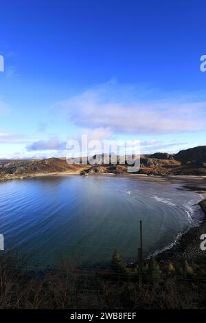 Autumn view over Loch Ewe, Poolewe village, Wester Ross, North West Highlands of Scotland, UK Stock Photo