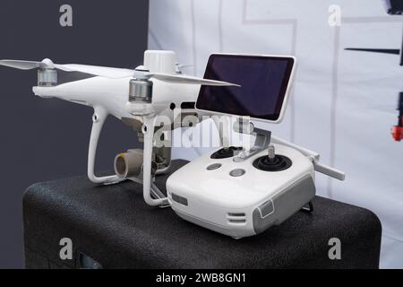 Industrial drone with remote controller Stock Photo