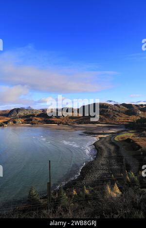 Autumn view over Loch Ewe, Poolewe village, Wester Ross, North West Highlands of Scotland, UK Stock Photo
