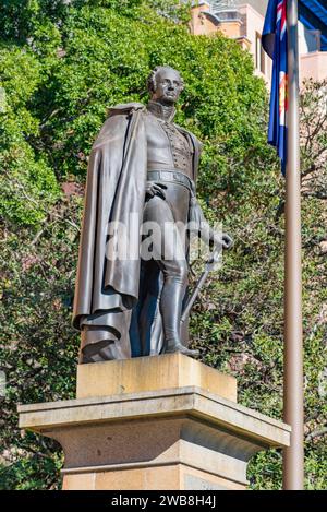 The statue of Sir Richard Bourke, Governor of the Colony of New South Wales 1830-37. This well regarded man grew the population, its trade and wealth Stock Photo