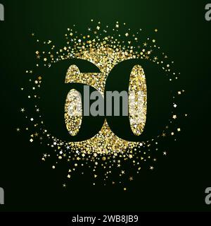 Happy 60th Anniversary Celebration with Golden Confetti and Spotlight ...