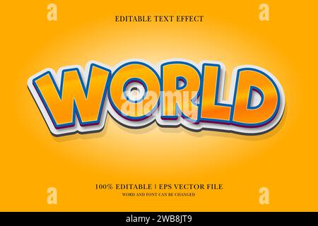 World editable 3d text effect for vector illustration Stock Vector