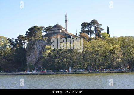 Greece, north-western, Epirus region, Ioannina city and castle, Pamvotida lake and the island Stock Photo