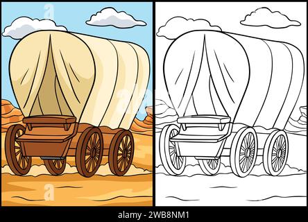 Cowboy Covered Wagon Cartoon Colored Clipart Stock Vector Image & Art ...