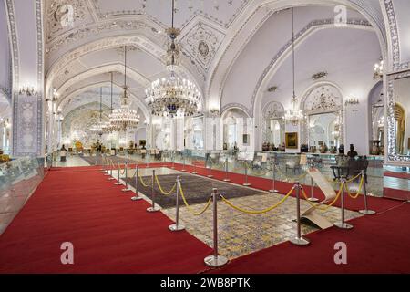 Interior view of the Salam Hall (Reception Hall, aka Coronation Hall) in the Golestan Palace. Tehran, Iran. Stock Photo