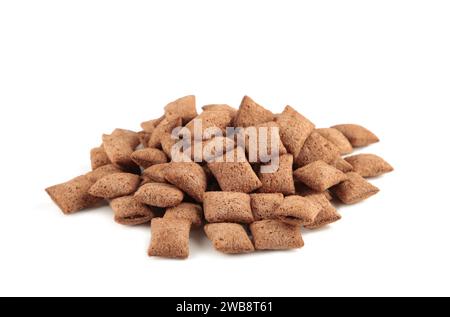 Chocolate corn pads isolated on white background. Cereals. Top view Stock Photo