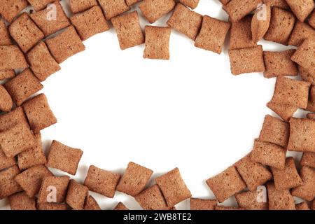 Chocolate corn pads isolated on white background. Cereals. Top view Stock Photo