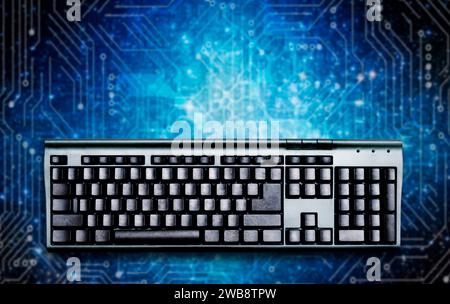 black computer keyboard with blank keys Stock Photo