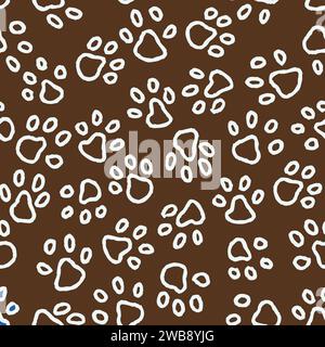 Vector Outline Paws Seamless Pattern for Textile or Wrapping Paper Stock Vector
