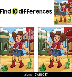 Cowboy with Rope Find The Differences Stock Vector Image & Art - Alamy