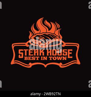 Steak House Logo Design BBQ Logo Bull Meat Logotype Stock Vector Image ...
