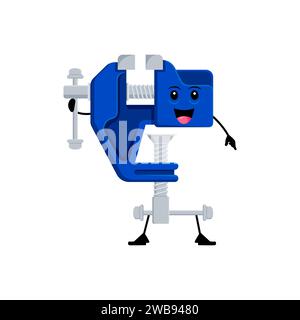 Cartoon funny vice diy, building and repair tool character. Isolated vector quirky grip personage with a happy grin, eyes and animated jaws, ready for some playful mischief in the carpentry workshop Stock Vector