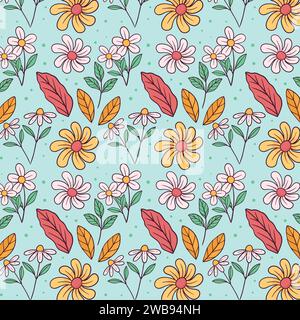 hand drawn vector spring pattern illustration design Stock Vector