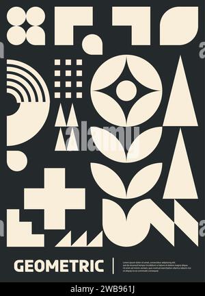 Abstract poster. Bauhaus monochrome design. Geometric shapes. Flat ...