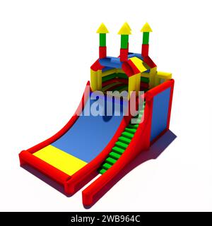 Bounce bouncy castle house isolated on white background. 3D rendering illustration Stock Photo