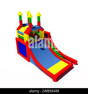 Bounce bouncy castle house isolated on white background. 3D rendering illustration Stock Photo