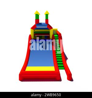 Bounce bouncy castle house isolated on white background. 3D rendering illustration Stock Photo