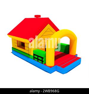 Bounce bouncy castle house isolated on white background. 3D rendering illustration Stock Photo