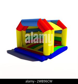 Bounce bouncy castle house isolated on white background. 3D rendering illustration Stock Photo