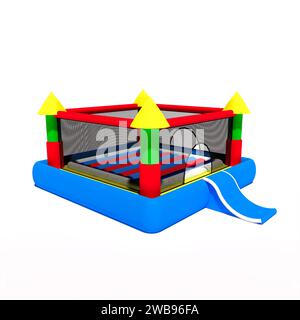 Bounce bouncy castle house isolated on white background. 3D rendering illustration Stock Photo