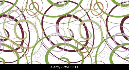 Seamless linear geometric pattern. Vector Abstract line drawing. Irregular chaotically crossed curved lines texture. Colorful Flat simple minimalistic Stock Vector