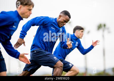 Oliva, Spain. 09th Jan, 2024. Mohamed Soumah pictured in action during the winter training camp of Belgian soccer team KAA Gent, in Oliva, Spain, Tuesday 09 January 2024. BELGA PHOTO JASPER JACOBS Credit: Belga News Agency/Alamy Live News Stock Photo
