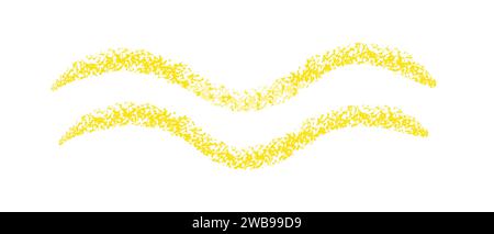 Hand drawn double wavy line drawn with wax crayon, chalk or charcoal. Uneven wax dry texture for underlining or highlighting text. Pencil drawn lines, Stock Vector