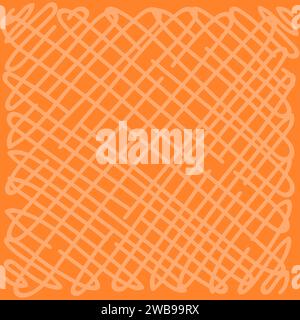 colorful squiggle line doodle orange, beige pattern. Creative minimalist style print background for kids. trendy design with basic uneven lines shapes Stock Vector