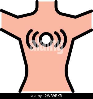 Chest pain color icon. Affecting lungs and heart. Poor posture consequence. Muscle tightness. Simple customizable illustration. Vector isolated drawin Stock Vector