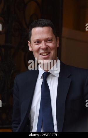 London, England, UK. 9th Jan, 2024. Justice Secretary ALEX CHALK arrives at Downing Street for a Cabinet Meeting. (Credit Image: © Thomas Krych/ZUMA Press Wire) EDITORIAL USAGE ONLY! Not for Commercial USAGE! Credit: ZUMA Press, Inc./Alamy Live News Stock Photo
