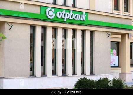 KESZTHELY, HUNGARY - AUGUST 11, 2012: OTP Bank branch in Keszthely, Hungary. OTP is the biggest commercial Hungarian bank. Stock Photo