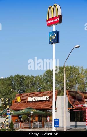 SIBIU, ROMANIA - AUGUST 24, 2012: McDonald's McDrive fast food restaurant in Sibiu, Romania. Stock Photo