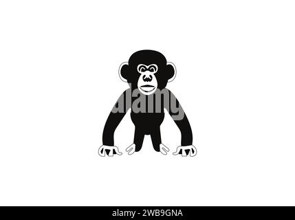 Chimpanzee minimal style icon illustration design Stock Vector