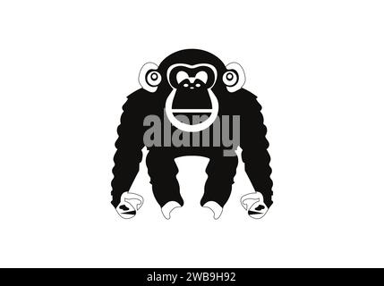 Chimpanzee minimal style icon illustration design Stock Vector